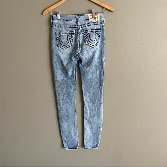 True Religion Womens Light Wash Distressed Contrast Stitched Jeans Size 26 - Picture 2 of 7